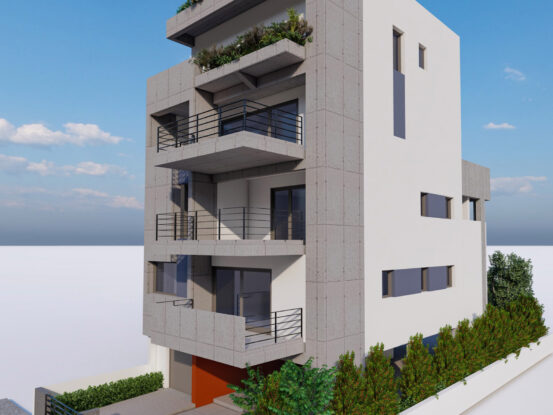 Νέα τετραώροφη οικοδομή σε pilotis με υπόγειο